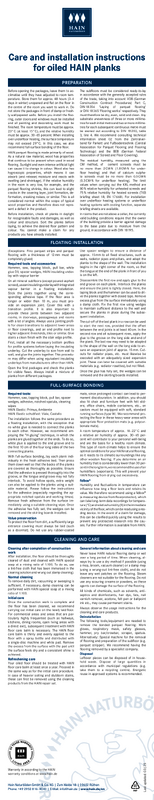 Care and installation instructions for HAIN planks_0325