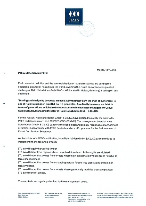 Policy statement on PEFC HAIN